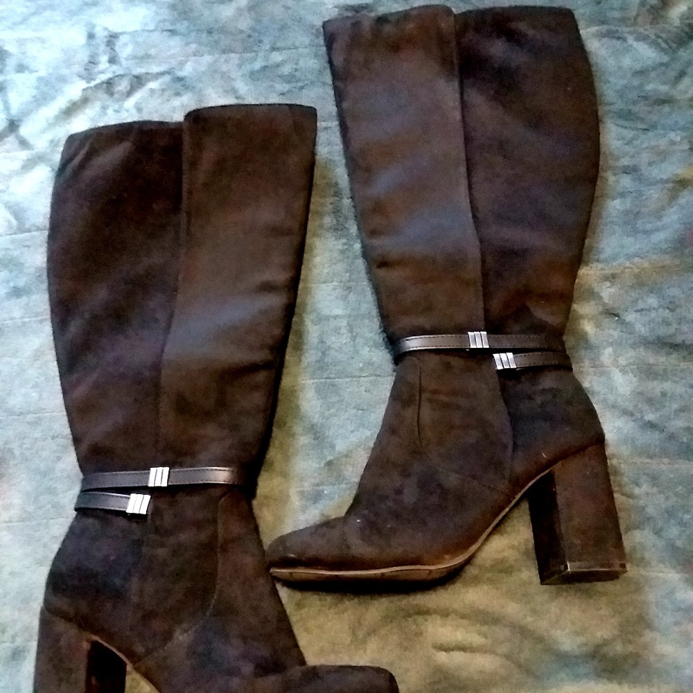 Black Suede Boots size 7.5 Wide Calf